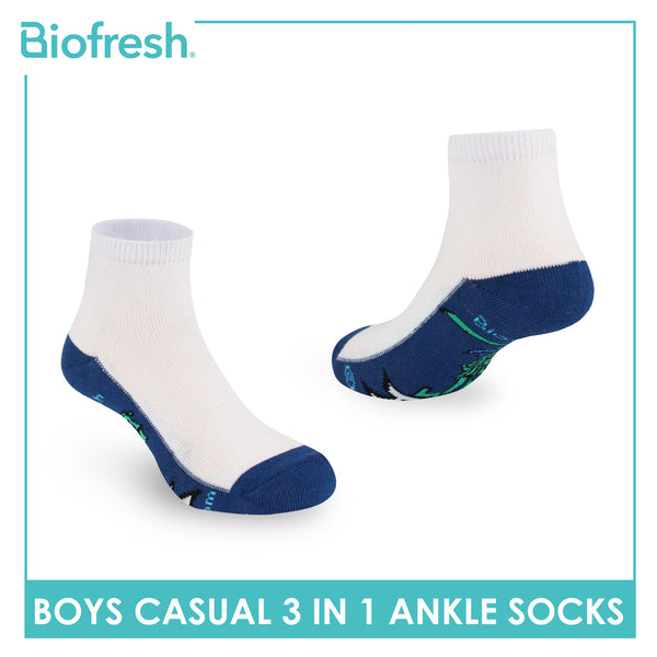 Biofresh | TMNT Boys’ Antimicrobial Cotton Lite Casual Ankle Socks 3 pairs in 1 pack NTRBCKG1