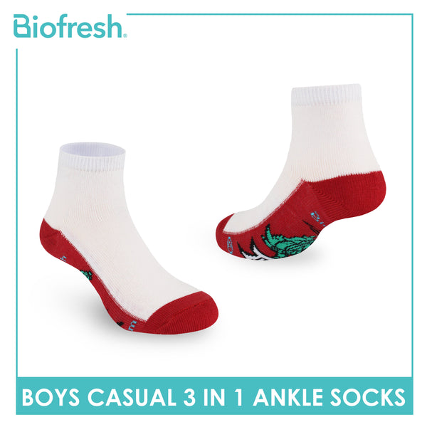 Biofresh | TMNT Boys’ Antimicrobial Cotton Lite Casual Ankle Socks 3 pairs in 1 pack NTRBCKG1