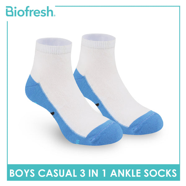 Biofresh | TMNT Boys’ Antimicrobial Cotton Lite Casual Ankle Socks 3 pairs in 1 pack NTRBCKG4