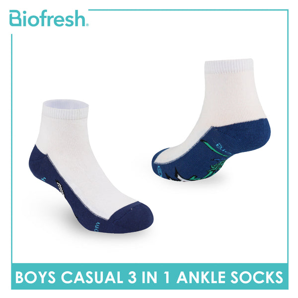 Biofresh | TMNT Boys’ Antimicrobial Cotton Lite Casual Ankle Socks 3 pairs in 1 pack NTRBCKG4