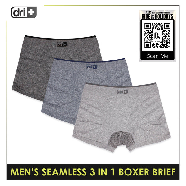 Dri Plus Men's Seamless Sports Boxers Brief 3 pieces in a pack ODMBBG1101
