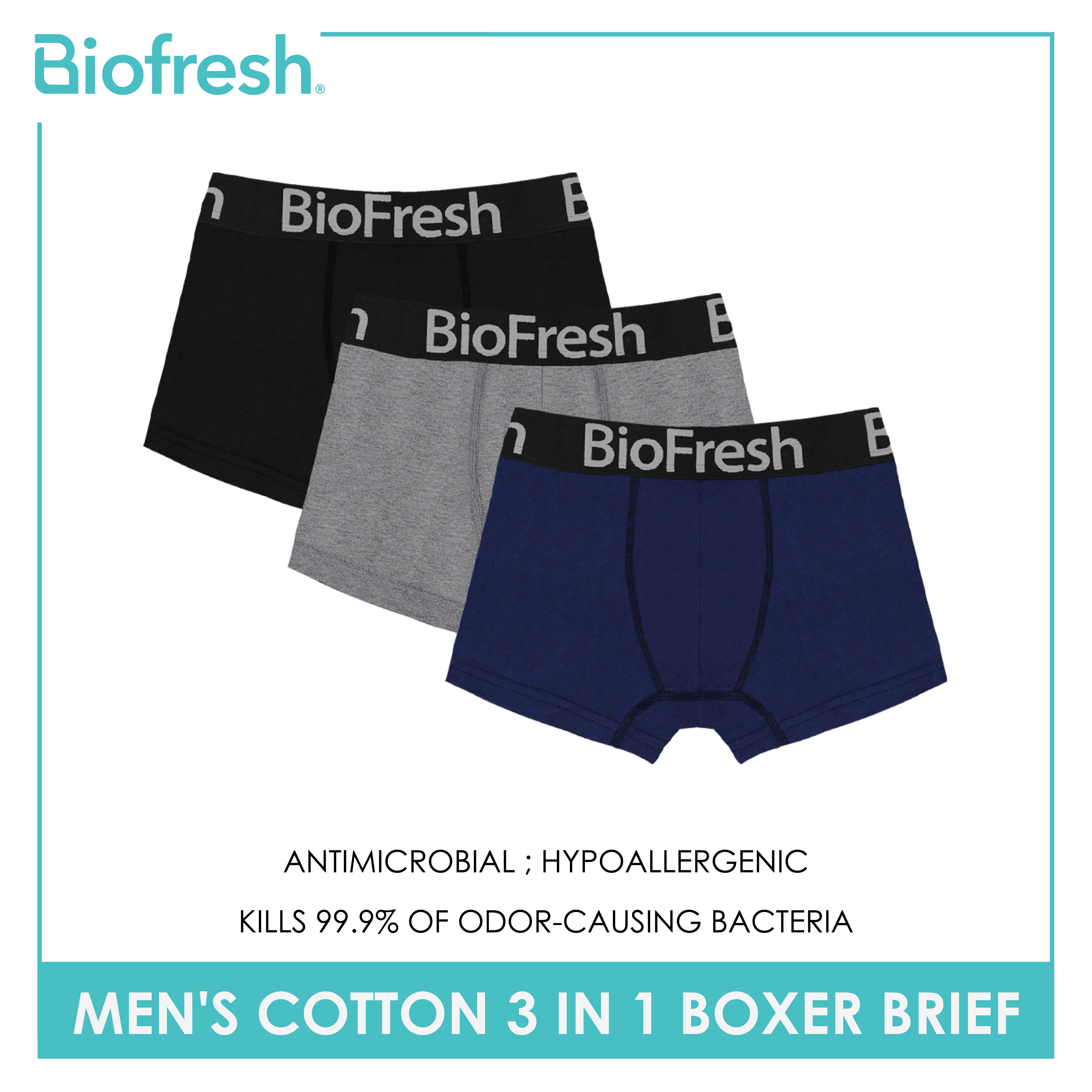 Biofresh Men's Antimicrobial Cotton Boxer Brief 3 pieces in a pack OMBBG0401