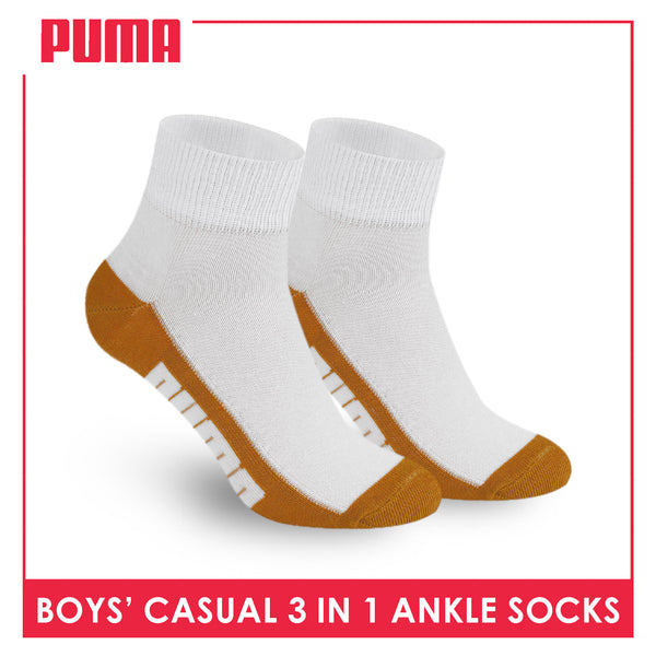 Puma Boys’ Cotton Thin Casual Ankle Socks 3 pairs in 1 pack PBCKG29