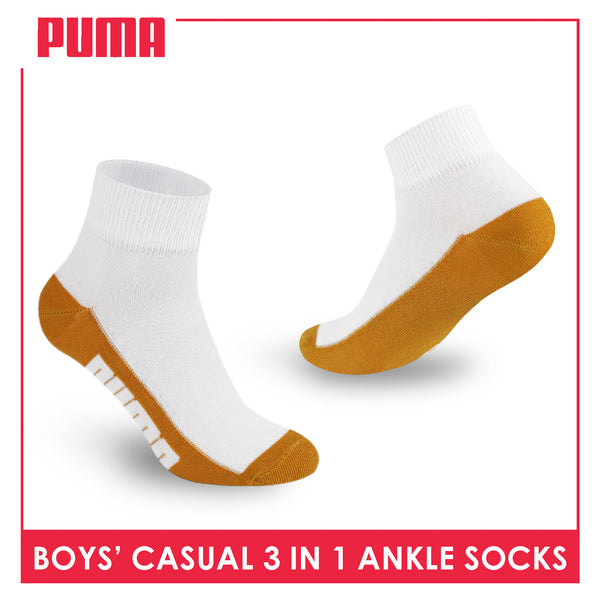 Puma Boys’ Cotton Thin Casual Ankle Socks 3 pairs in 1 pack PBCKG29