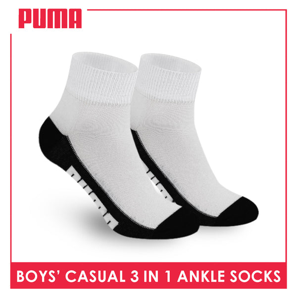 Puma Boys’ Cotton Thin Casual Ankle Socks 3 pairs in 1 pack PBCKG29
