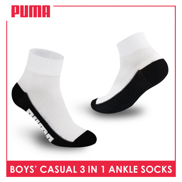 Puma Boys’ Cotton Thin Casual Ankle Socks 3 pairs in 1 pack PBCKG29