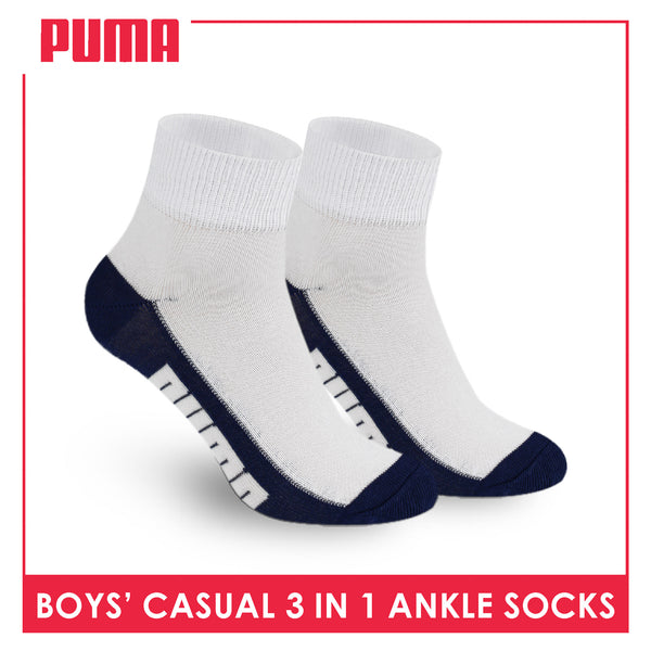 Puma Boys’ Cotton Thin Casual Ankle Socks 3 pairs in 1 pack PBCKG29