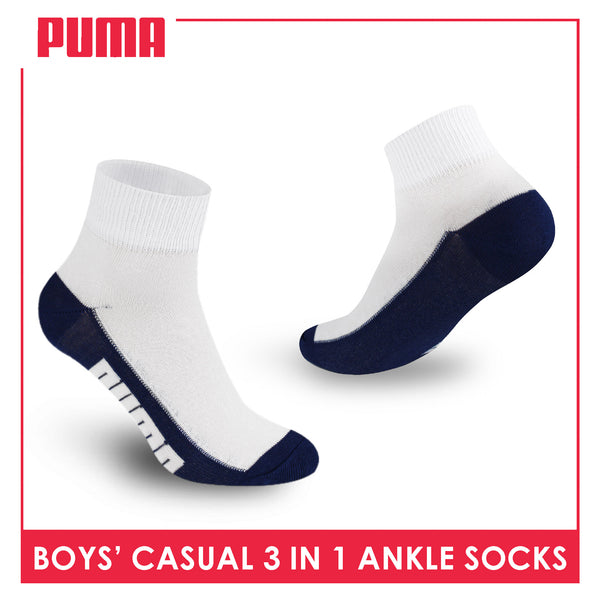 Puma Boys’ Cotton Thin Casual Ankle Socks 3 pairs in 1 pack PBCKG29