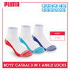 Puma Boys’ Cotton Thin Casual Ankle Socks 3 pairs in 1 pack PBCKG29