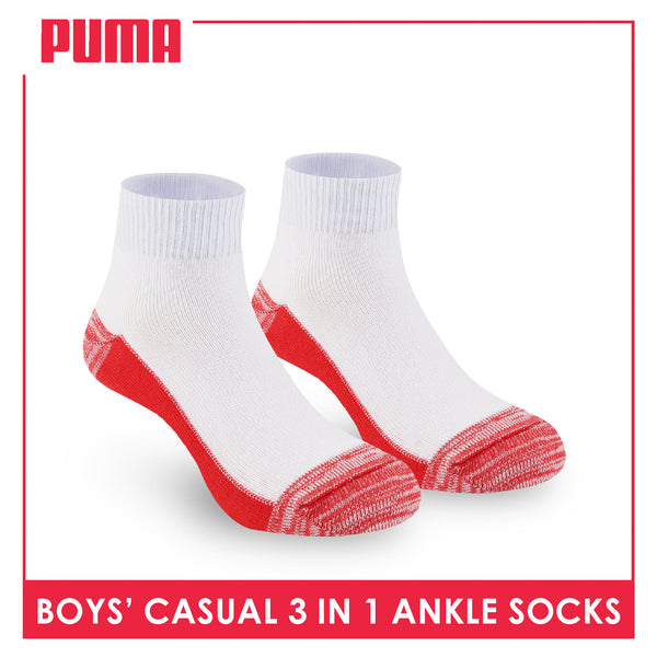 Puma Boys’ Cotton Thin Casual Ankle Socks 3 pairs in 1 pack PBCKG29