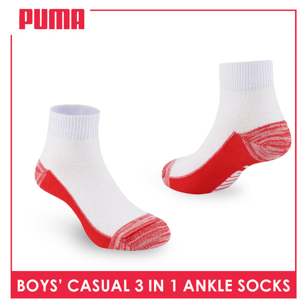 Puma Boys’ Cotton Thin Casual Ankle Socks 3 pairs in 1 pack PBCKG29