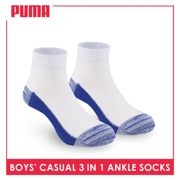 Puma Boys’ Cotton Thin Casual Ankle Socks 3 pairs in 1 pack PBCKG29