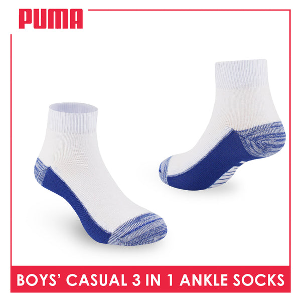 Puma Boys’ Cotton Thin Casual Ankle Socks 3 pairs in 1 pack PBCKG29
