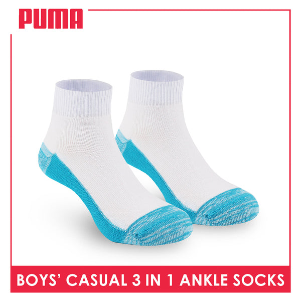 Puma Boys’ Cotton Thin Casual Ankle Socks 3 pairs in 1 pack PBCKG29