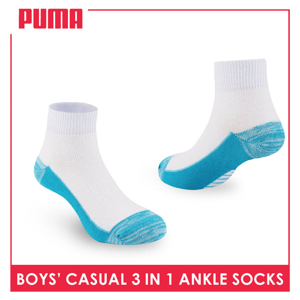 Puma Boys’ Cotton Thin Casual Ankle Socks 3 pairs in 1 pack PBCKG29