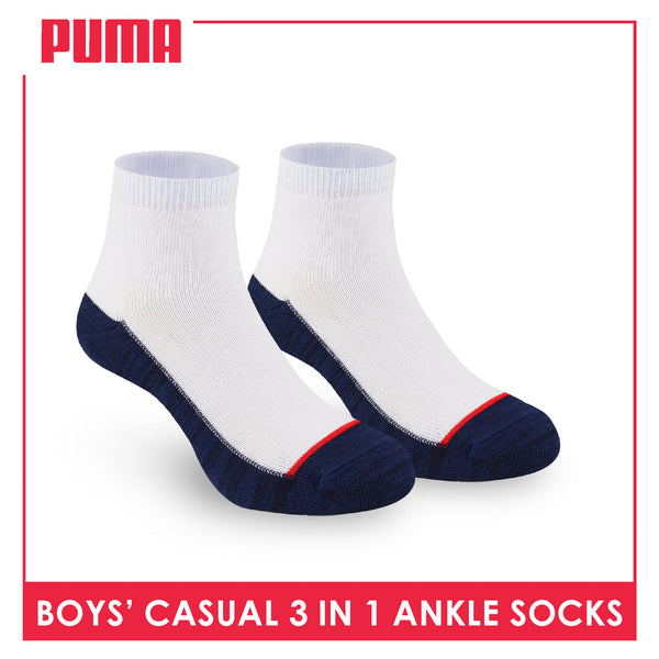 Puma Boys’ Cotton Thin Casual Ankle Socks 3 pairs in 1 pack PBCKG30
