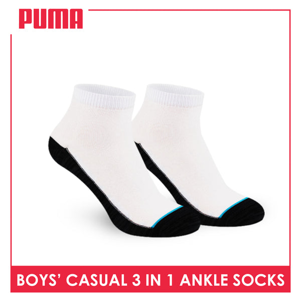 Puma Boys’ Cotton Thin Casual Ankle Socks 3 pairs in 1 pack PBCKG30