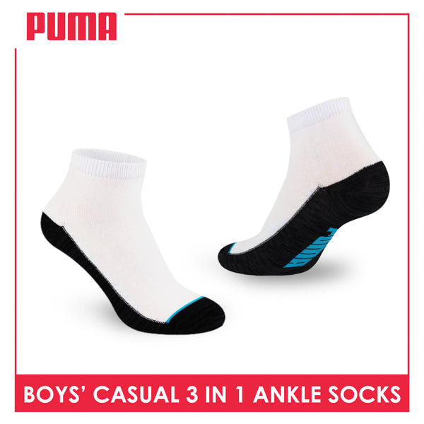 Puma Boys’ Cotton Thin Casual Ankle Socks 3 pairs in 1 pack PBCKG30