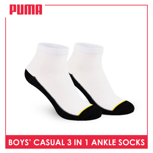Puma Boys’ Cotton Thin Casual Ankle Socks 3 pairs in 1 pack PBCKG30