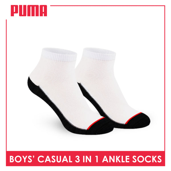 Puma Boys’ Cotton Thin Casual Ankle Socks 3 pairs in 1 pack PBCKG30