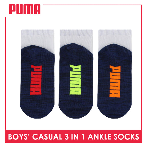 Puma Boys’ Cotton Thin Casual Ankle Socks 3 pairs in 1 pack PBCKG30