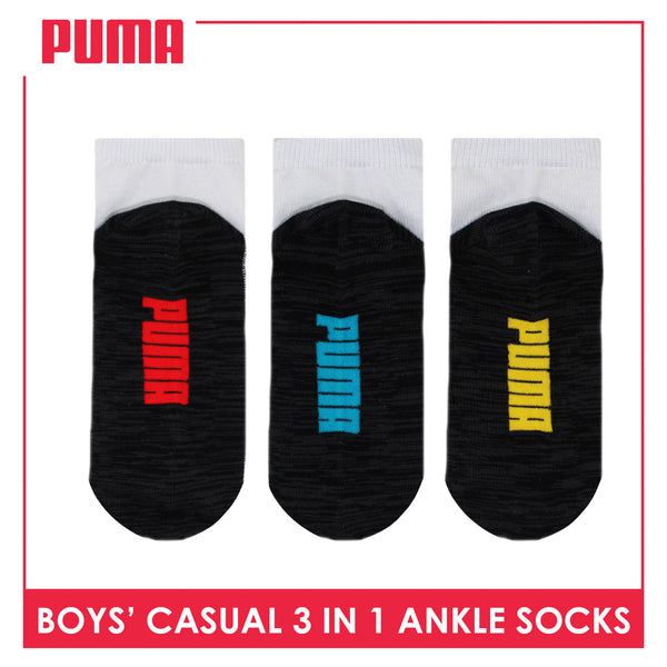 Puma Boys’ Cotton Thin Casual Ankle Socks 3 pairs in 1 pack PBCKG30