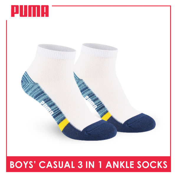 Puma Boys’ Cotton Thin Casual Ankle Socks 3 pairs in 1 pack PBCKG31