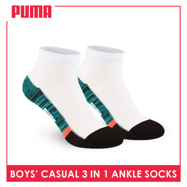 Puma Boys’ Cotton Thin Casual Ankle Socks 3 pairs in 1 pack PBCKG31