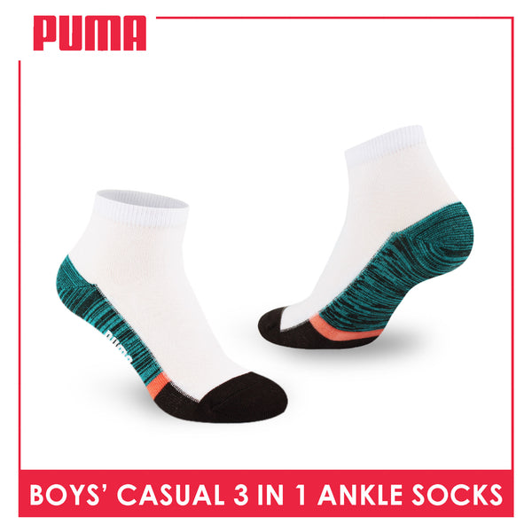 Puma Boys’ Cotton Thin Casual Ankle Socks 3 pairs in 1 pack PBCKG31