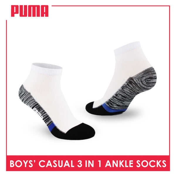 Puma Boys’ Cotton Thin Casual Ankle Socks 3 pairs in 1 pack PBCKG31