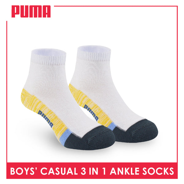 Puma Boys’ Cotton Thin Casual Ankle Socks 3 pairs in 1 pack PBCKG31