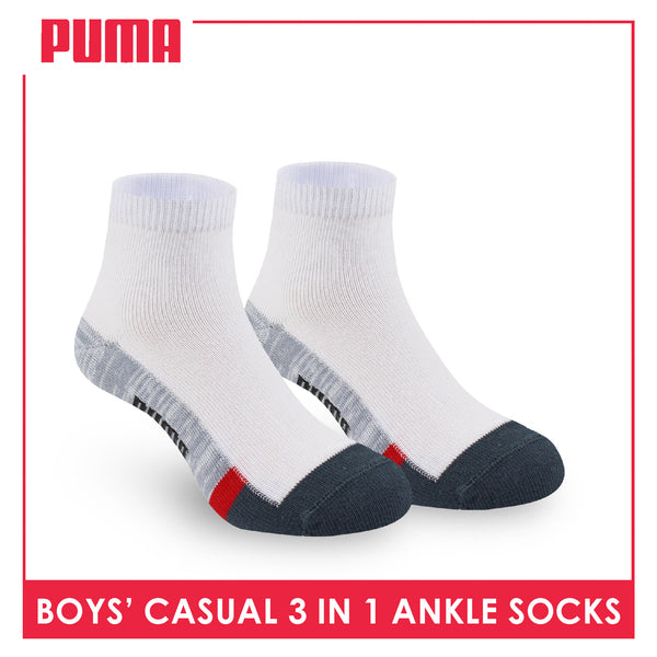 Puma Boys’ Cotton Thin Casual Ankle Socks 3 pairs in 1 pack PBCKG31