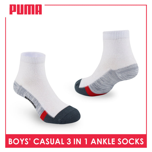 Puma Boys’ Cotton Thin Casual Ankle Socks 3 pairs in 1 pack PBCKG31