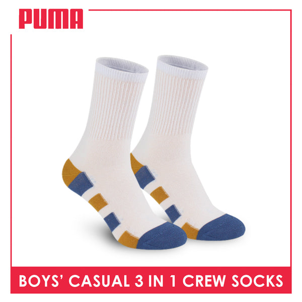 Puma Boys’ Cotton Thin Casual Crew Socks 3 pairs in 1 pack PBCKG32