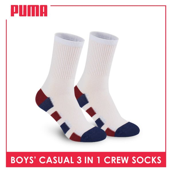 Puma Boys’ Cotton Thin Casual Crew Socks 3 pairs in 1 pack PBCKG32