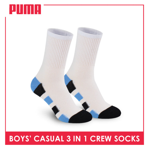 Puma Boys’ Cotton Thin Casual Crew Socks 3 pairs in 1 pack PBCKG32