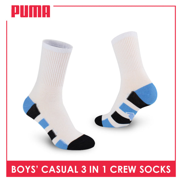 Puma Boys’ Cotton Thin Casual Crew Socks 3 pairs in 1 pack PBCKG32