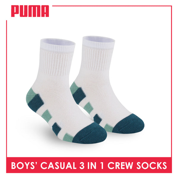 Puma Boys’ Cotton Thin Casual Crew Socks 3 pairs in 1 pack PBCKG32