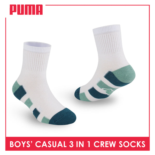 Puma Boys’ Cotton Thin Casual Crew Socks 3 pairs in 1 pack PBCKG32