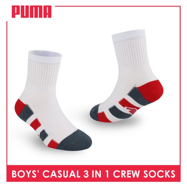 Puma Boys’ Cotton Thin Casual Crew Socks 3 pairs in 1 pack PBCKG32