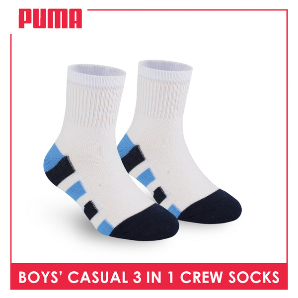 Puma Boys’ Cotton Thin Casual Crew Socks 3 pairs in 1 pack PBCKG32
