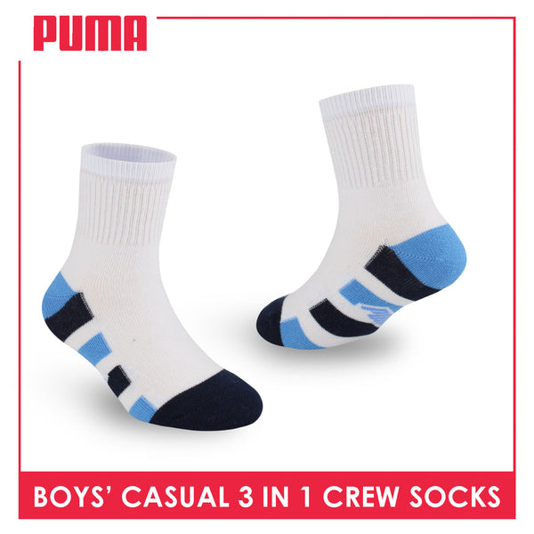 Puma Boys’ Cotton Thin Casual Crew Socks 3 pairs in 1 pack PBCKG32