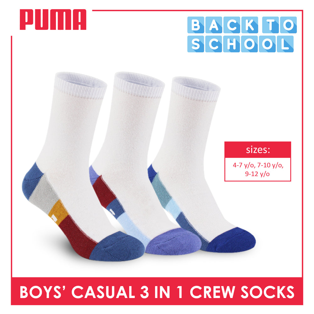 Puma Boys’ Cotton Thin Crew Socks 3 pairs in a pack PBCKG33