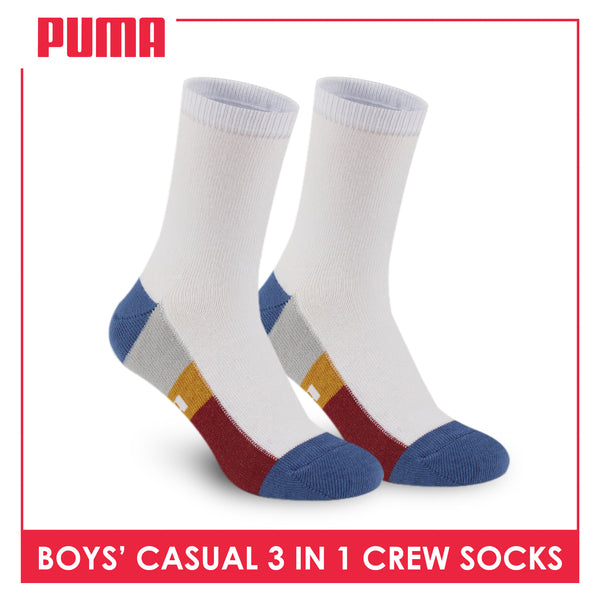 Puma Boys’ Cotton Thin Crew Socks 3 pairs in a pack PBCKG33