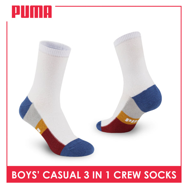 Puma Boys’ Cotton Thin Crew Socks 3 pairs in a pack PBCKG33