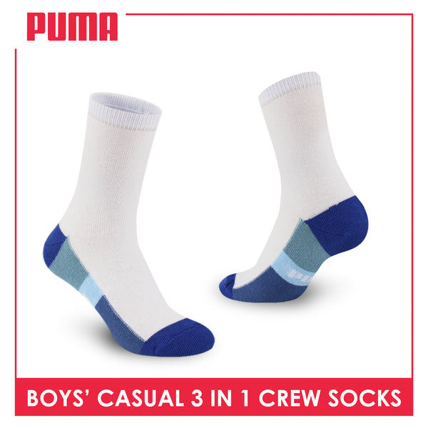 Puma Boys’ Cotton Thin Crew Socks 3 pairs in a pack PBCKG33