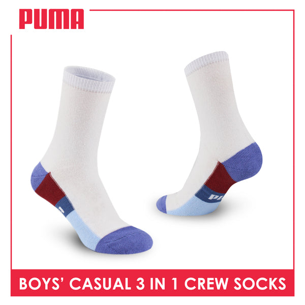 Puma Boys’ Cotton Thin Crew Socks 3 pairs in a pack PBCKG33