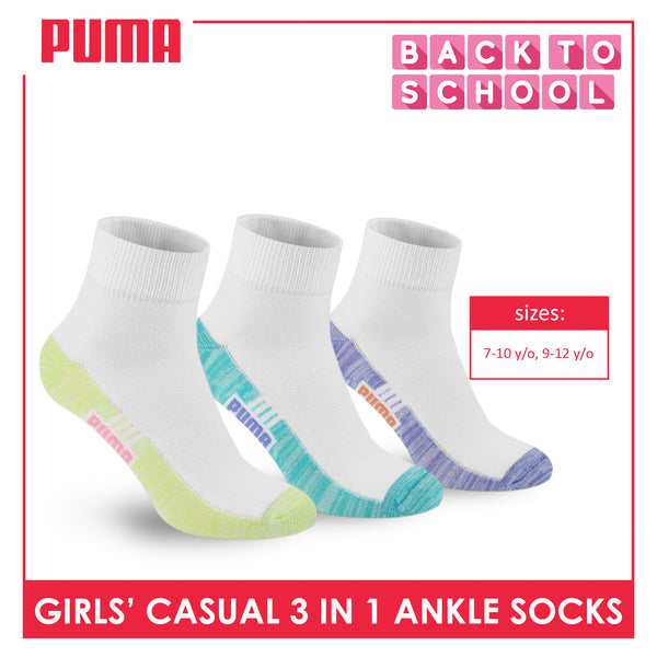 Puma Girl's Cotton Thin Casual Ankle Socks 3 pairs in a pack PGCKG26