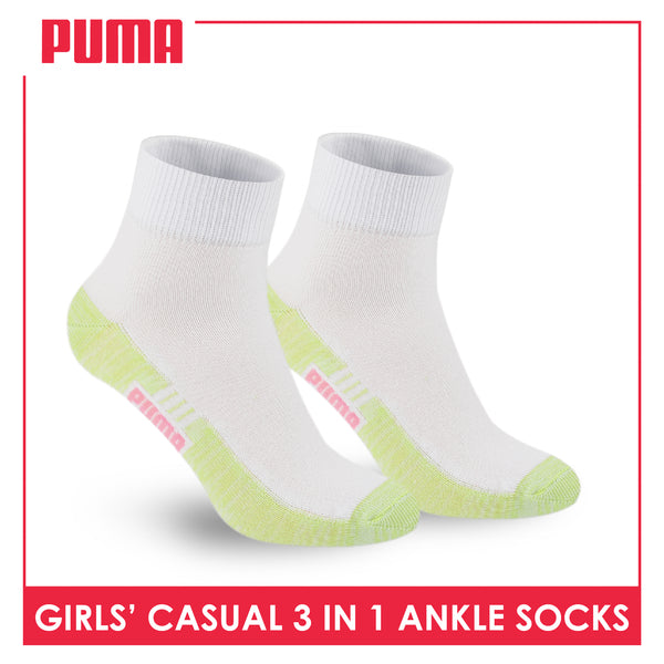 Puma Girl's Cotton Thin Casual Ankle Socks 3 pairs in a pack PGCKG26