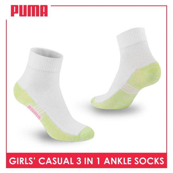 Puma Girl's Cotton Thin Casual Ankle Socks 3 pairs in a pack PGCKG26